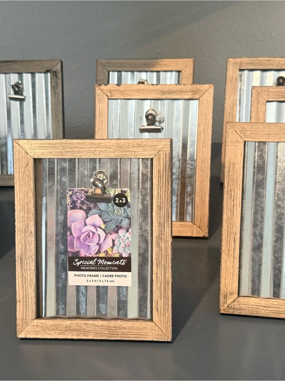 Wood Frame (Set of 8) with Silver Corrugated Backing